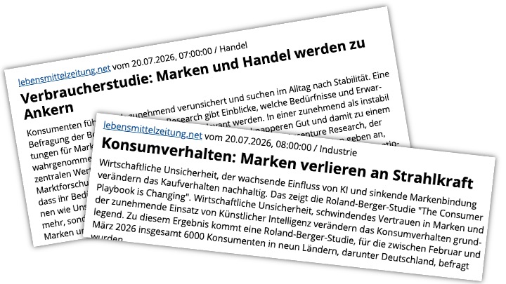 Zwei Überschriften in der LZ zu Marken